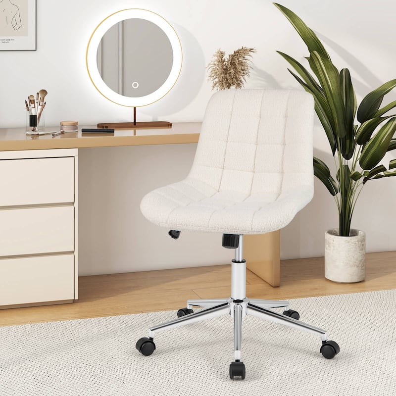 Modern White Vanity Chair Rolling Swivel Office Desk Chair