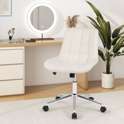 Modern White Vanity Chair Rolling Swivel Office Desk Chair