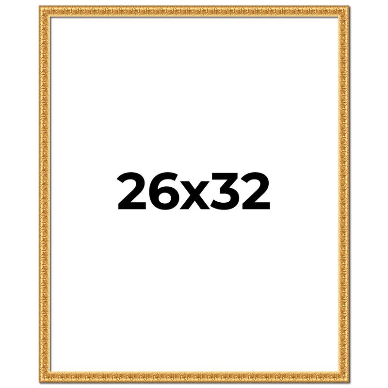26x32 Frame Gold Real Wood Picture Frame Width 1 inches | Interior