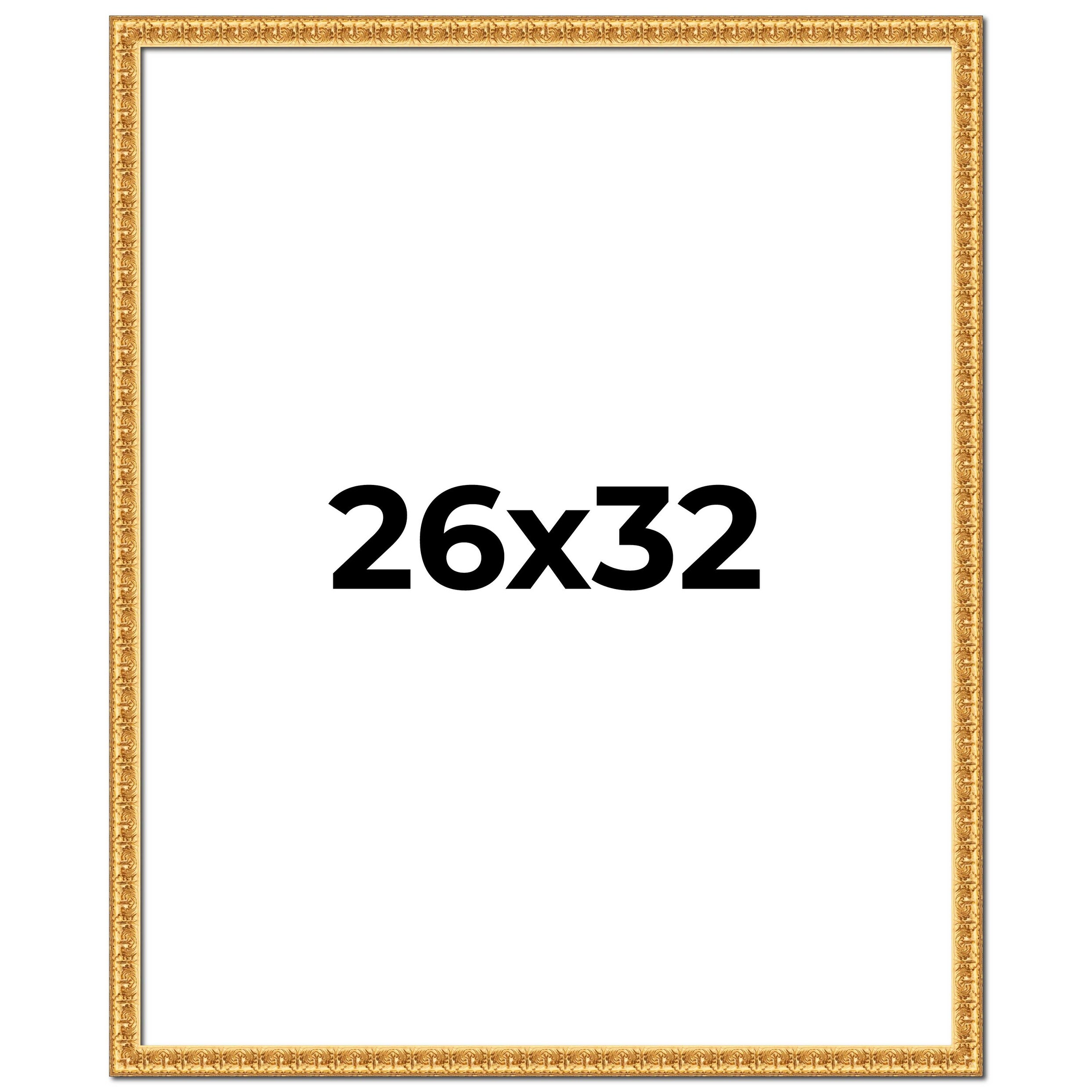 26x32 Frame Gold Real Wood Picture Frame Width 1 inches | Interior
