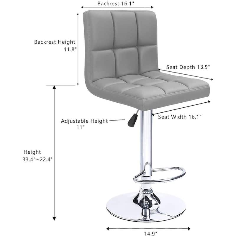 Bar Stools Adjustable Armless Swivel PU Leather Barstools Set of 2