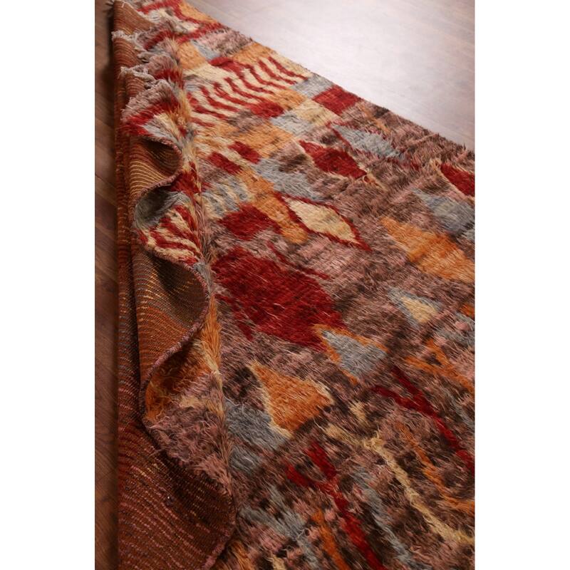 Hand Knotted Oriental 100% Wool Carpet Modern Tribal Pink Moroccan Area Rug - 7' 9'' X 5' 4''
