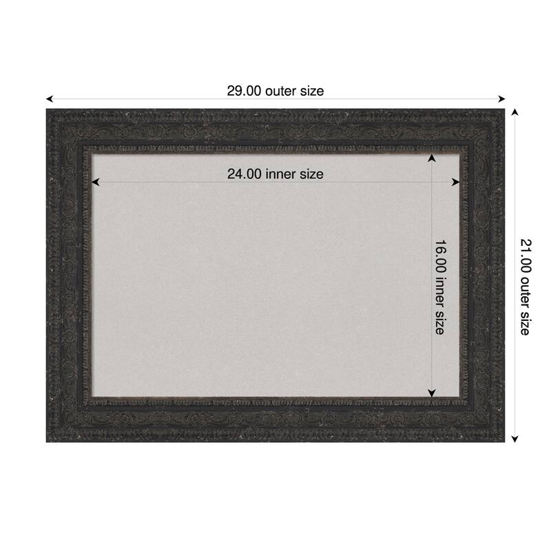 Attic Aged Black Wood Framed Cork Board - Bulletin Board, Organization Board, Pin Board - Grey - 29 x 21 in