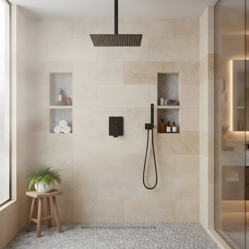 10" Ceiling-Mounted Square Shower and Handheld Showerhead Set