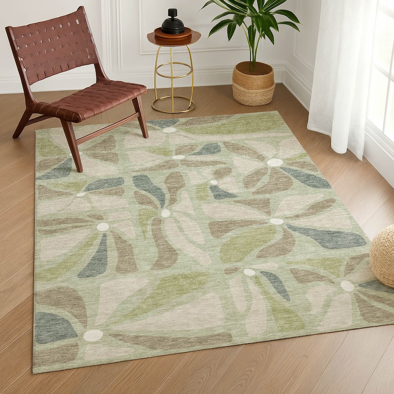Machine Washable Indoor/ Outdoor Modern Gilcrest Chantille Rug