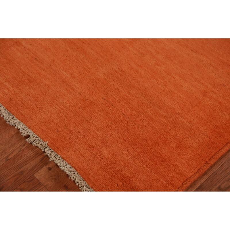 Modern Orange Gabbeh Oriental Accent Rug Hand-Knotted Wool Carpet - 2'9" x 3'11"