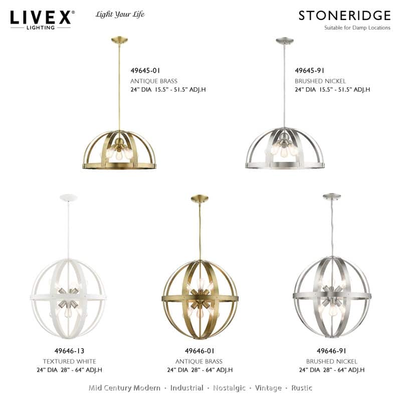 Livex Lighting 5-light Brushed Nickel Pendant Chandelier, 49645-91 - 24"DIA 15.5"- 51.5"ADJ.H