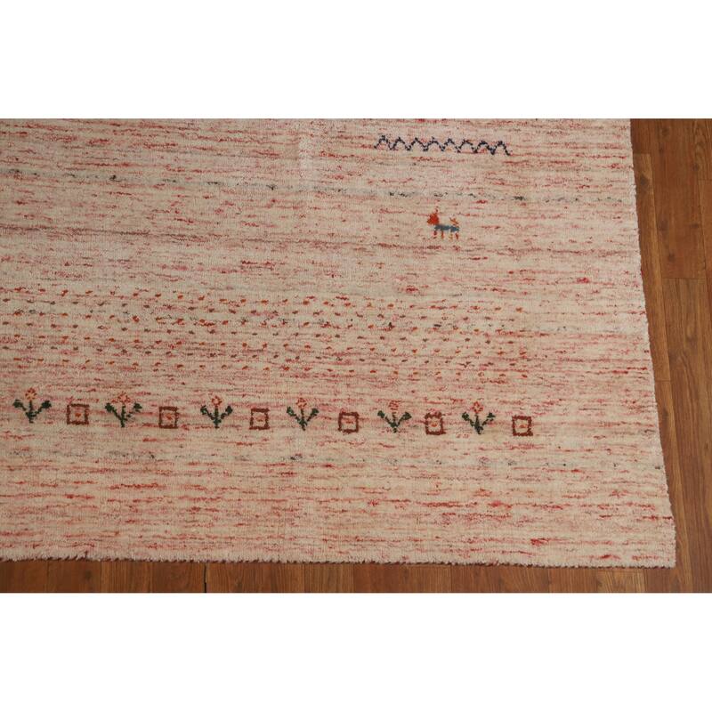 Hand Knotted Oriental 100% Wool Carpet Tribal Animal Pictorial Multi-Colored Gabbeh Area Rug - 11' 5'' X 8' 8''