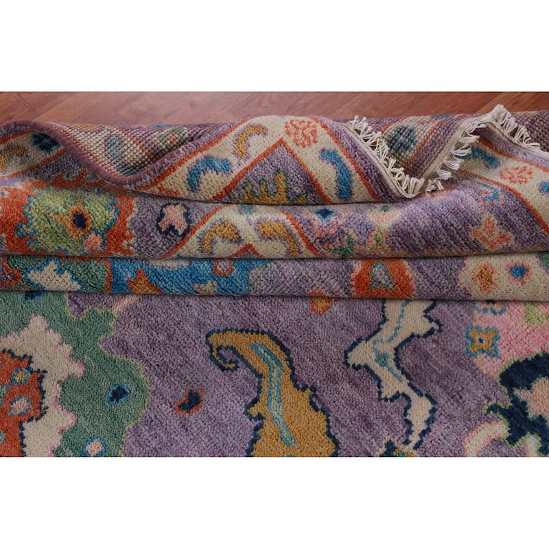 Hand Knotted Oriental 100% Wool Carpet Transitional All-Over Purples Oushak Area Rug - 15' 10'' X 7' 11''