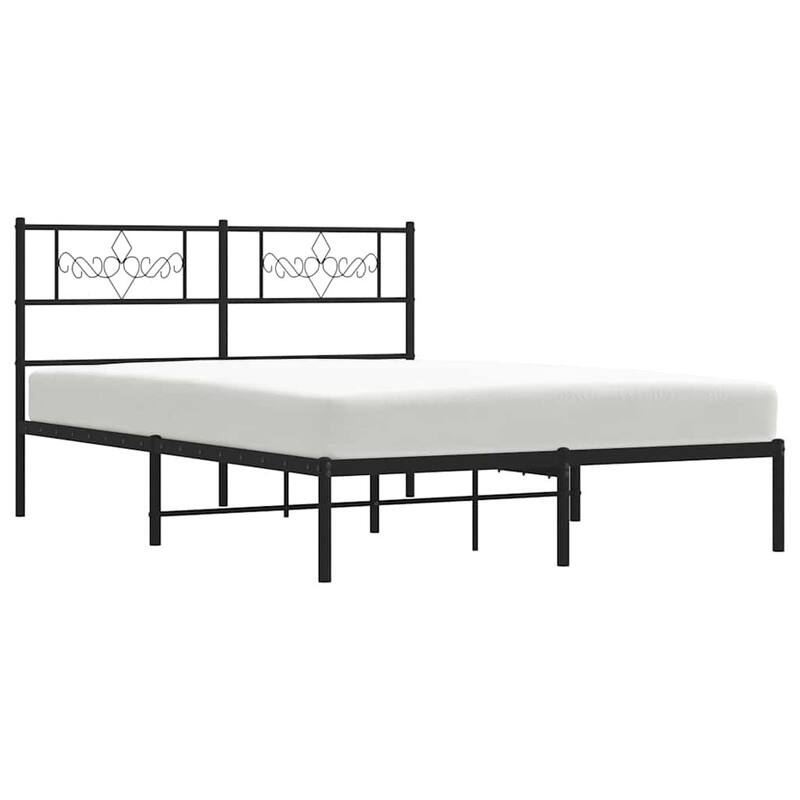 vidaXL 12 Inches Black Full Size Metal Bed Frame No Mattress - 77.2" x 55.9" x 35.4"
