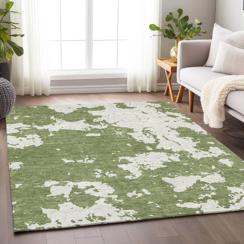 Machine Washable Indoor/ Outdoor Chantille Abstract Rug
