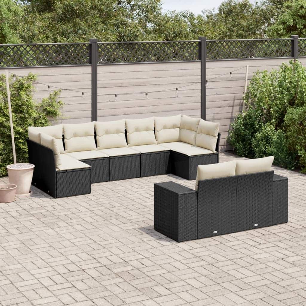 vidaXL Patio Sofa Set with Cushions Outdoor Conversation Furniture Poly Rattan