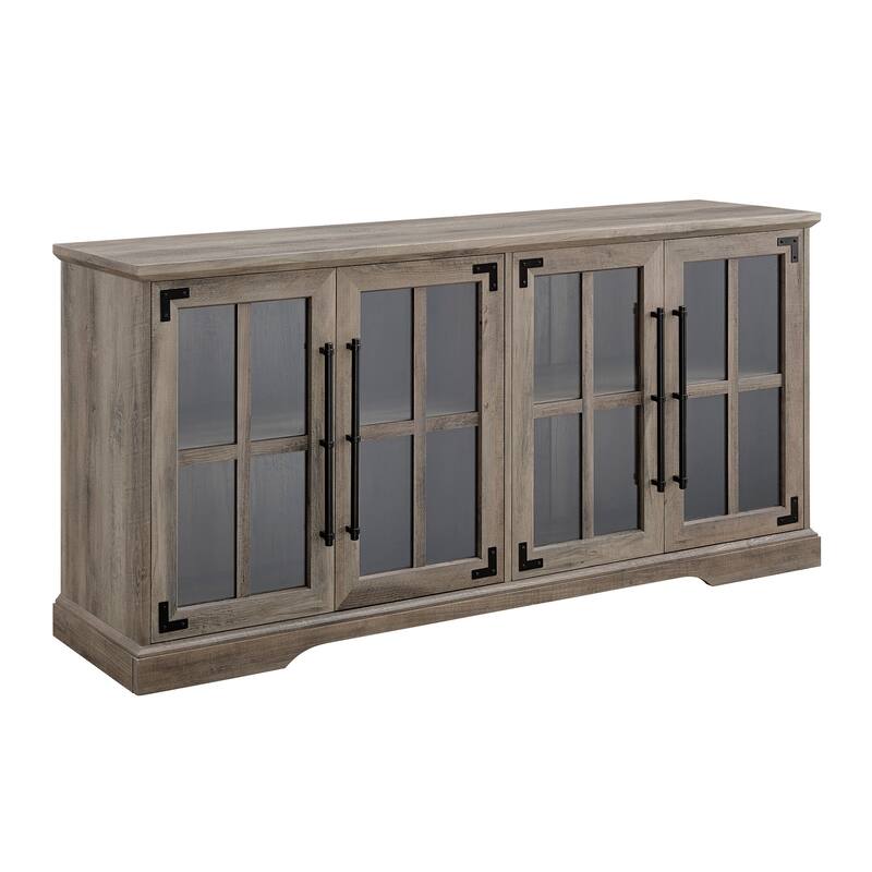 65" TV Stand with Windowpane Glass Doors - Modern Farmhouse Style and Adjustable Shelves