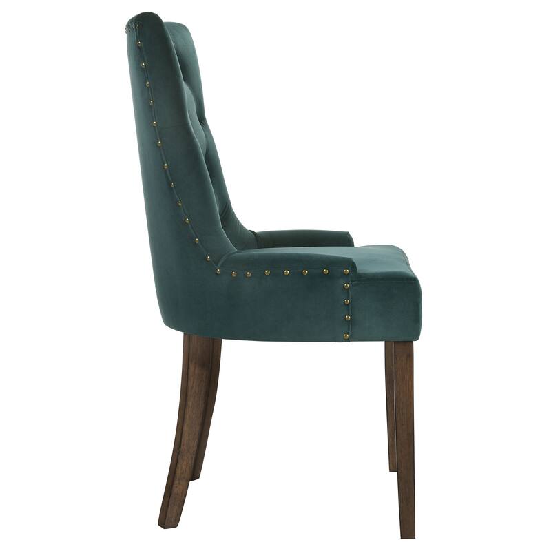 Beige and Weathered Oak Tufted Back Parson Chairs (Set of 2) - Green