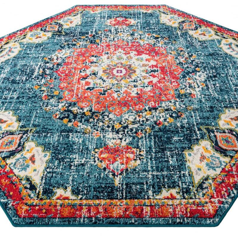 Traditional Koakburg Collection Area Rug - Blue - 7'10"x7'10" Octagon
