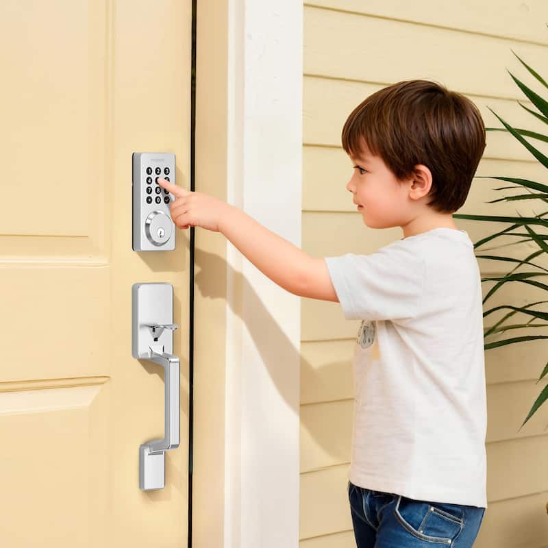 Philips Smart Wi-Fi Door Lock with Push Button Keypad and Handle Set - Satin Nickel