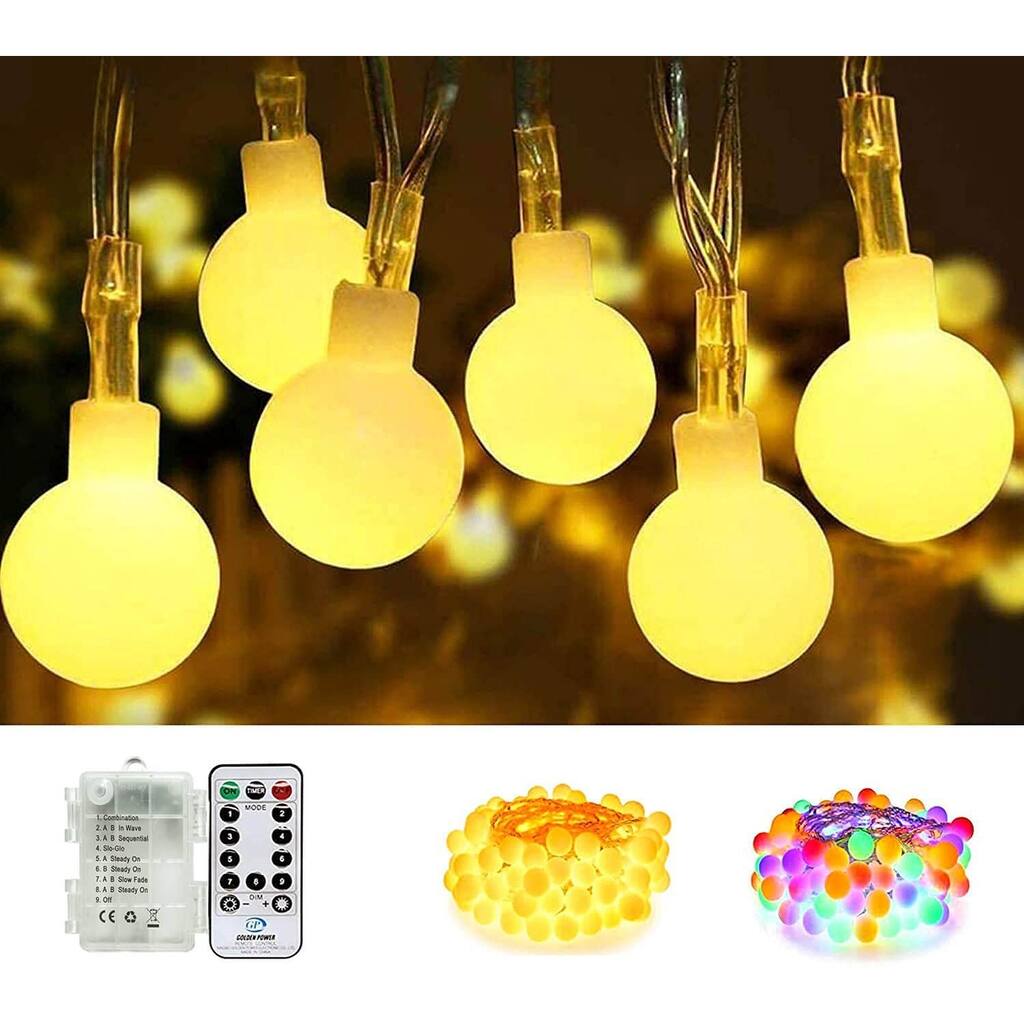 Battery Operated String Light 100LED Globe String Lights - Yellow
