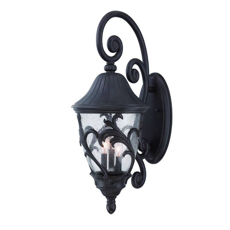 Matte Black Glass Shade Wall Light with Frosted Finish Dimmable LED - 16.75” x 12” x 30” (D x W x H)