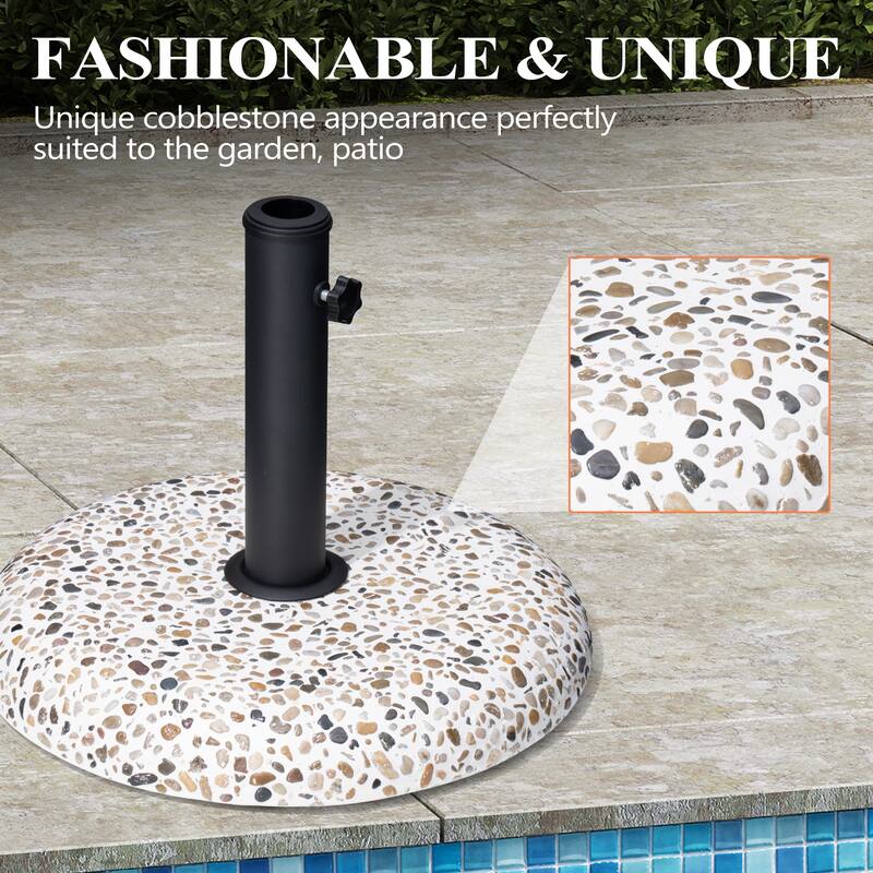 Pellebant Outdoor Patio Market Umbrella Stand with Concrete-Cobble Finish
