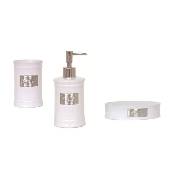 3 Piece Countertop Accessories Set Msv France Adelaide Bath White Ceramic Bath White Overstock 31138079