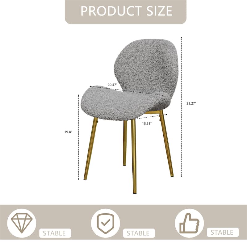Modern Velvet Dining Chairs, Gold Metal Legs, Kitchen/Office, Set of 2