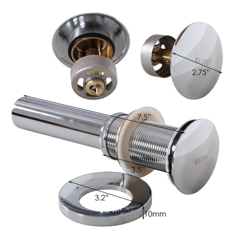 ELITE Bathroom Clear Round Glass Vessel Sink & Chrome Finish Waterfall Faucet Combo