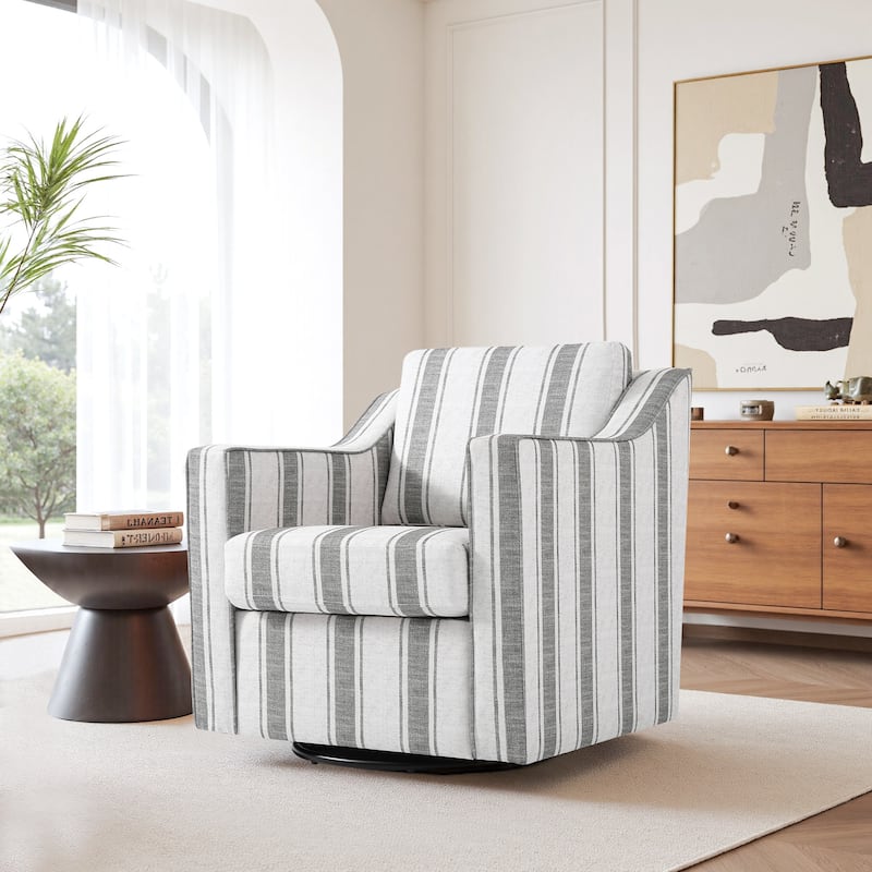 30'' W Vegan Leather/ Chenille Swivel Accent Chair