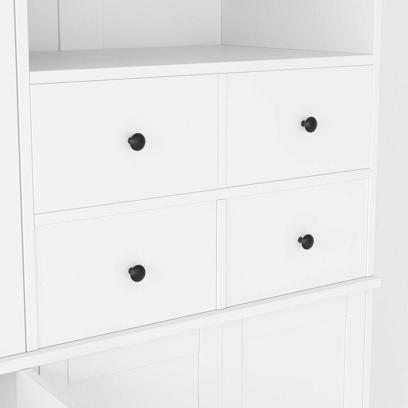 75" Freestanding Buffet with Hutch, Tall Kitchen Pantry Cabinet with Drawers, Shelves and Pull-out Trays for Maximized Storage