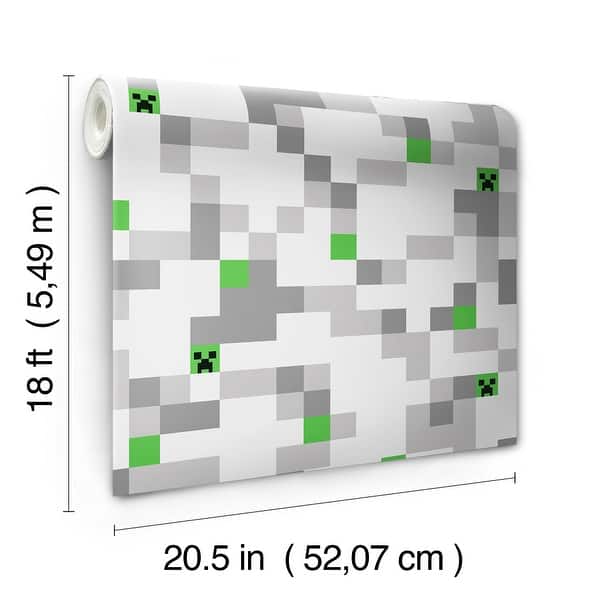 Minecraft Grey Pixel Creeper Peel and Stick Wallpaper