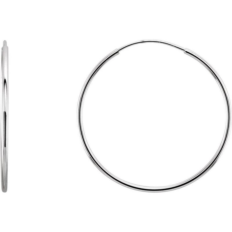 Curata 14k White Gold 24mm Polished Endless Hoop Earrings