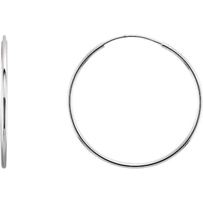Curata 14k White Gold 24mm Polished Endless Hoop Earrings