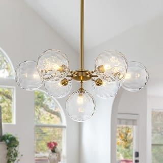Contemporary 7-Light Clear Textured Glass Sputnik Chandelier - 25.2 in