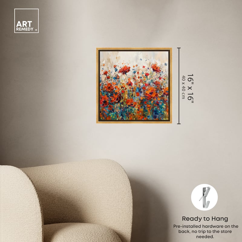 Art Remedy Beautiful Garden Bloom Framed Impressionism 1 Piece Canvas Wall Art /Monet And Van Gogh Inspired Art