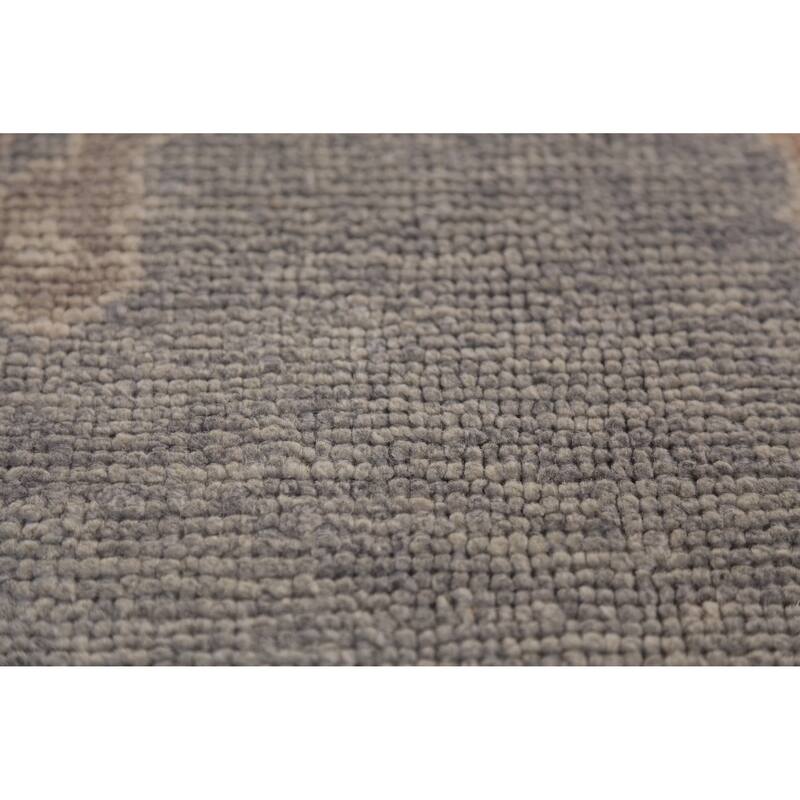 Hand Knotted Oriental 100% Wool Carpet Transitional All-Over Greys & Charcoal Oushak Area Rug - 12' 4'' X 8' 11''