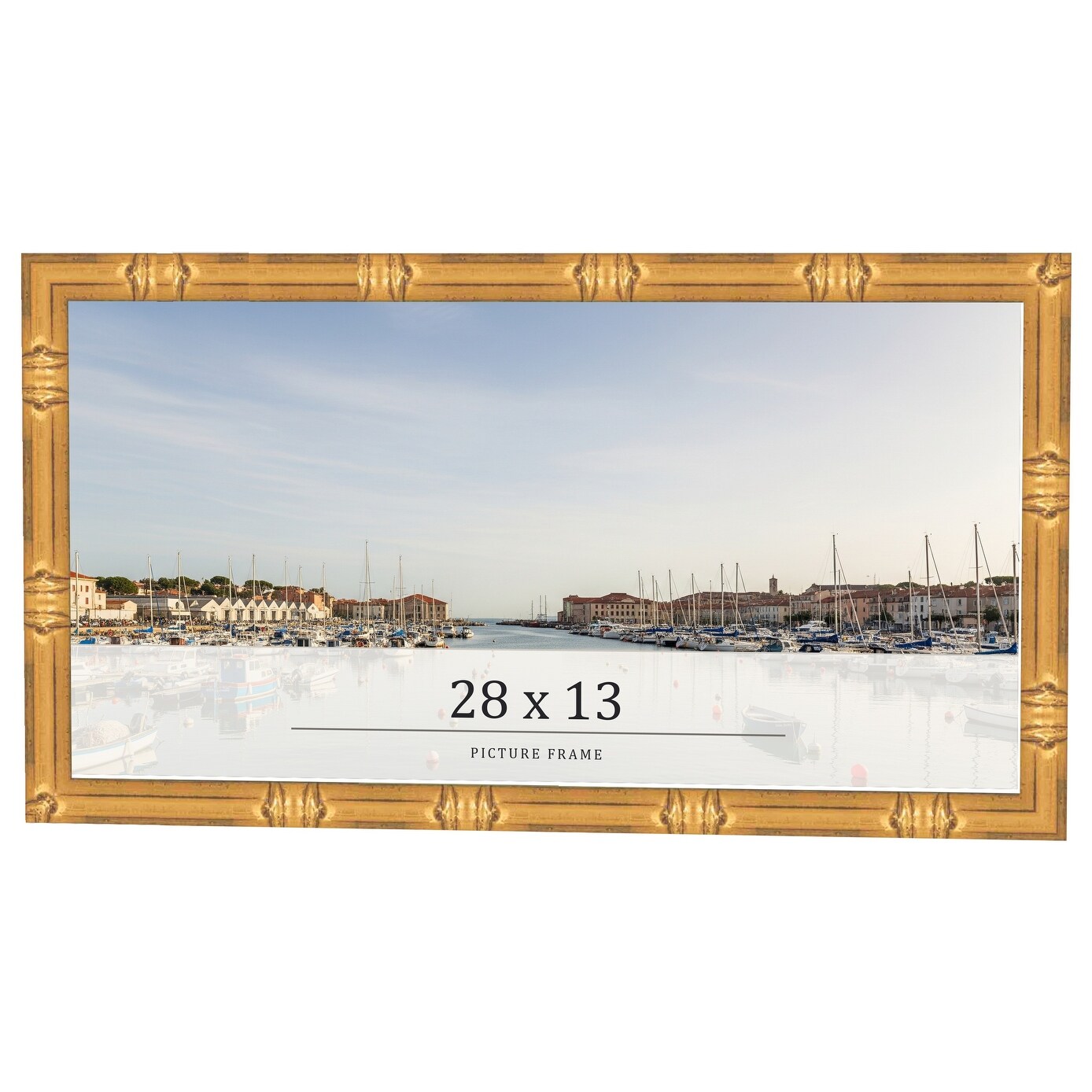 28x13 Frame Gold Bamboo Solid Wood Picture Frame | 1 Inch Moulding