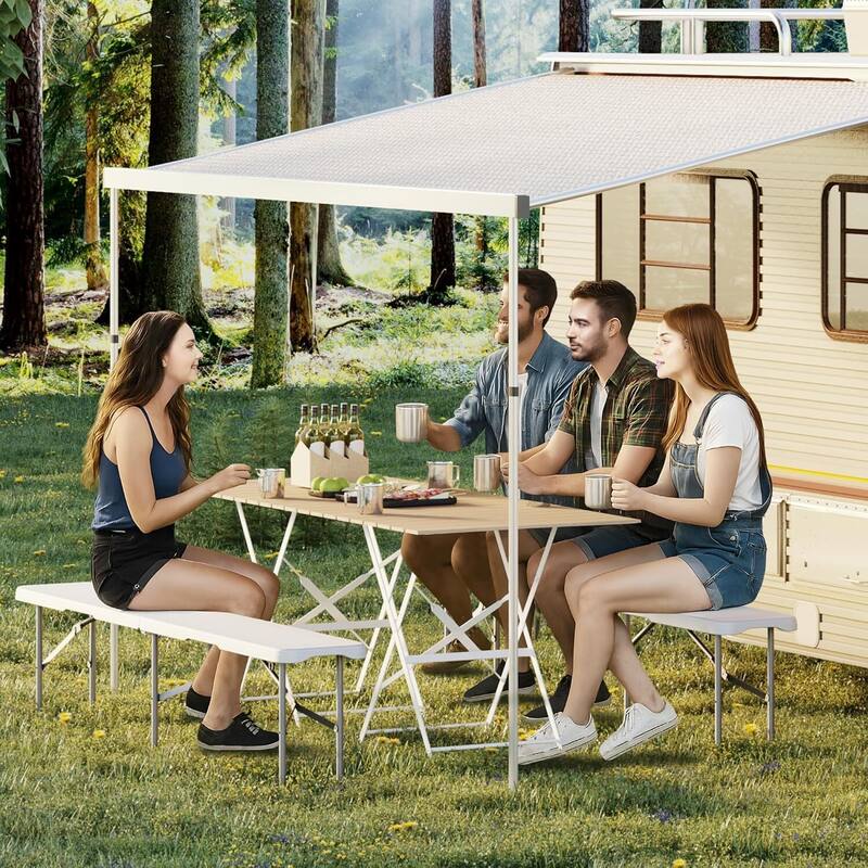 Portable Folding Bench with Carrying Handle for Outdoor Picnic Camping Party Sports - N/A