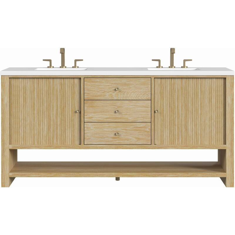 James Martin Vanities D404-V72-3WZ Marigot 72" Double Basin Wood - Sunwashed Oak - Oak Finish