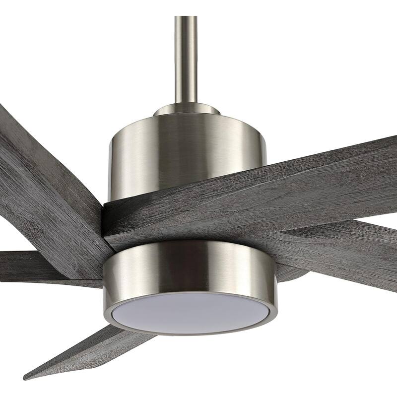 64" Brushed Nickel Aero Blade Ceiling Fan with LED Light and Remote - Brushed Nickel - 64"D x 64"W x 21"H