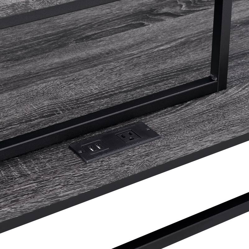 Arts Modern Grey 50-inch Metal L-shaped Computer Desk with USB Ports by Furniture of America
