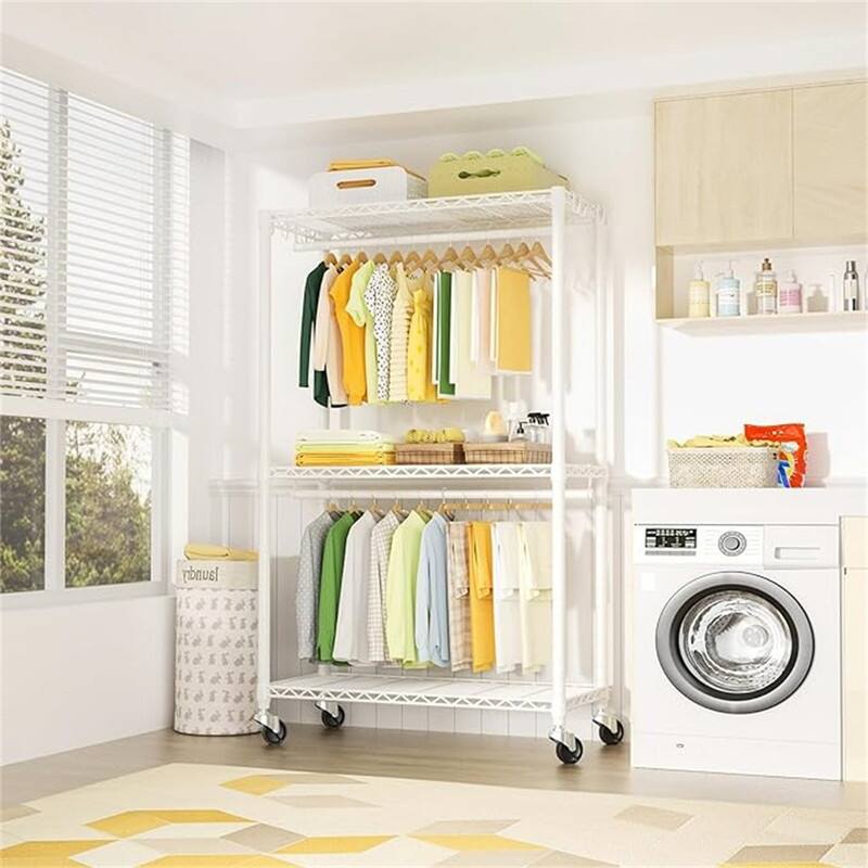 P3 Clothes Rack Heavy Duty Rolling Garment Rack - 14"D x 39.4"W x 78.5"H