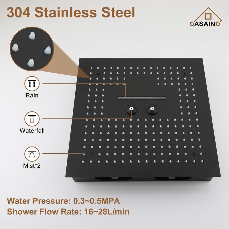 4 Functions Shower System with Multi-Function Remote Control 64 Color Lights