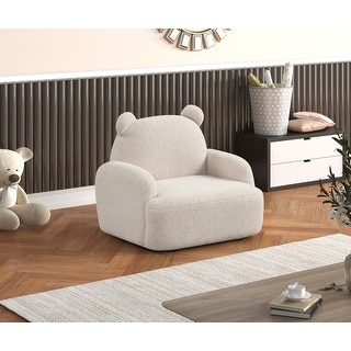 Raelynn 25.5"W Sherpa Bear-Shaped Kids Armchair