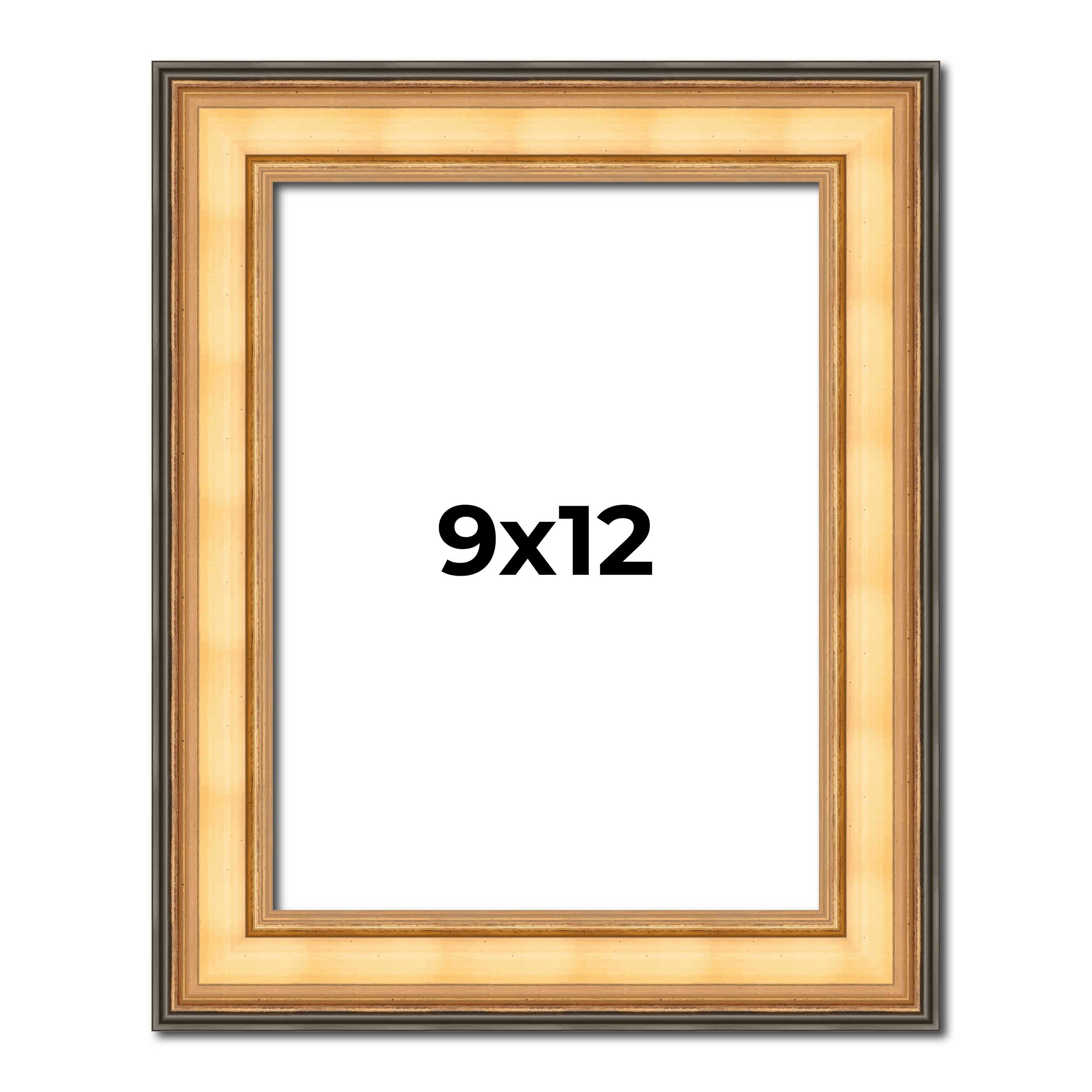 9x12 Frame Gold Plein Aire Solid Wood Picture Frame Width 2 Inches |