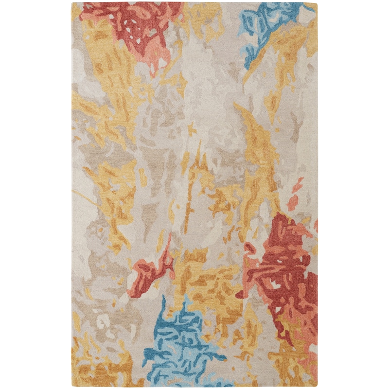 Grand Bazaar Calista Hand Tufted Abstract Modern Area Rug - 9' x 12' - Ivory/Yellow/Blue