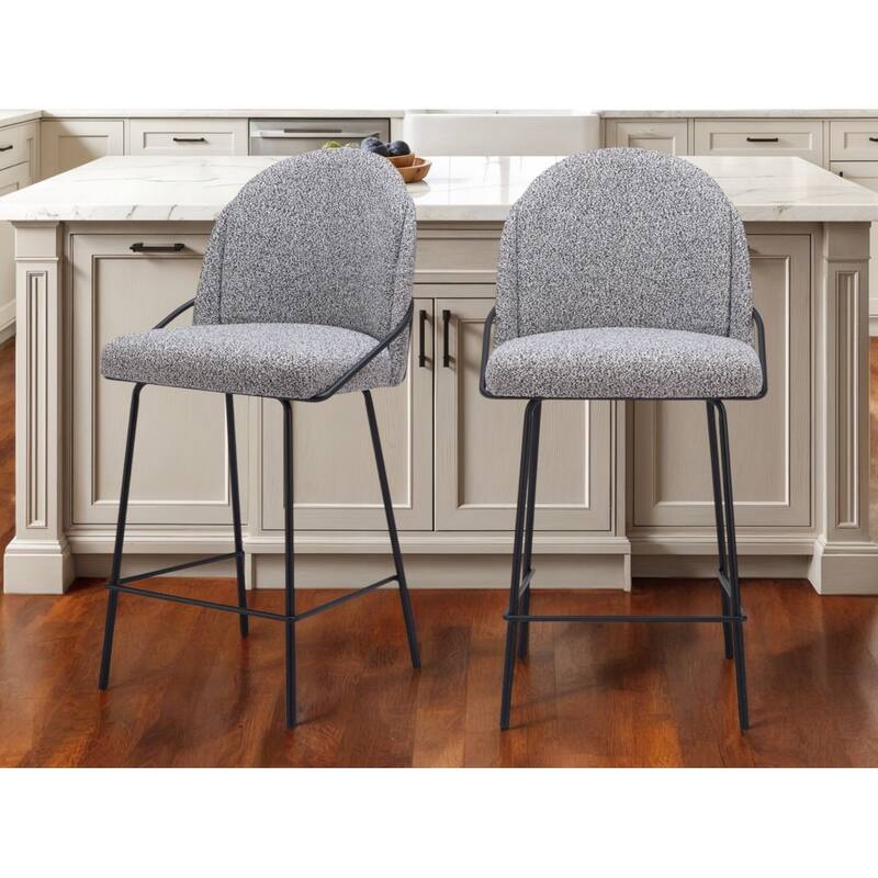 HomeRoots Set of Two 26" Black And White and Black Shearling and Steel Counter Height Bar Chairs - Counter Height - Set of 2 - White/Black