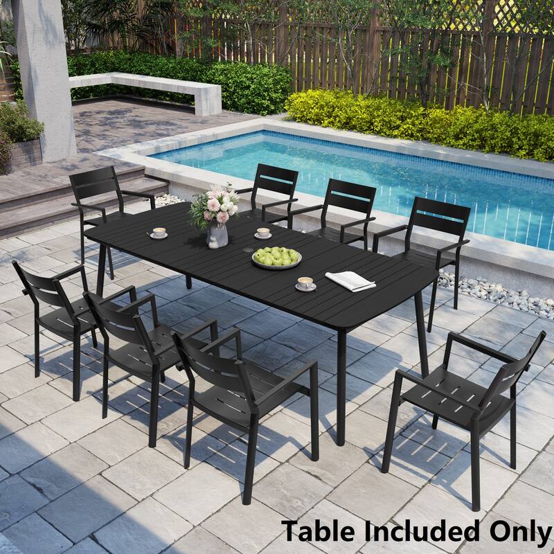 Pellebant Patio Dining Table Rectangular Aluminum Outdoor Table - Black - 92.9 inches