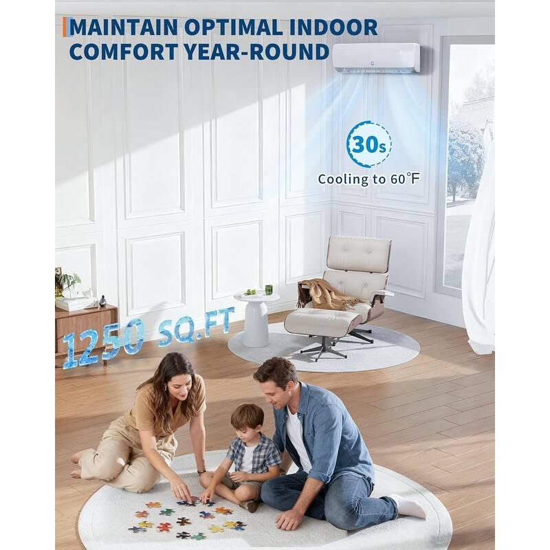 19 SEER 18000 BTU Mini-Split Air Conditioner, Cool Up to 1250 Sq. Ft, 230V