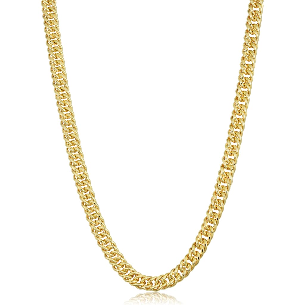 Solid 14k Yellow Gold Filled 6.0 mm Double Curb Link Chain Necklace For Men and Women