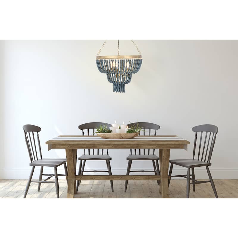 2-Tier Draped Wood Bead Chandelier