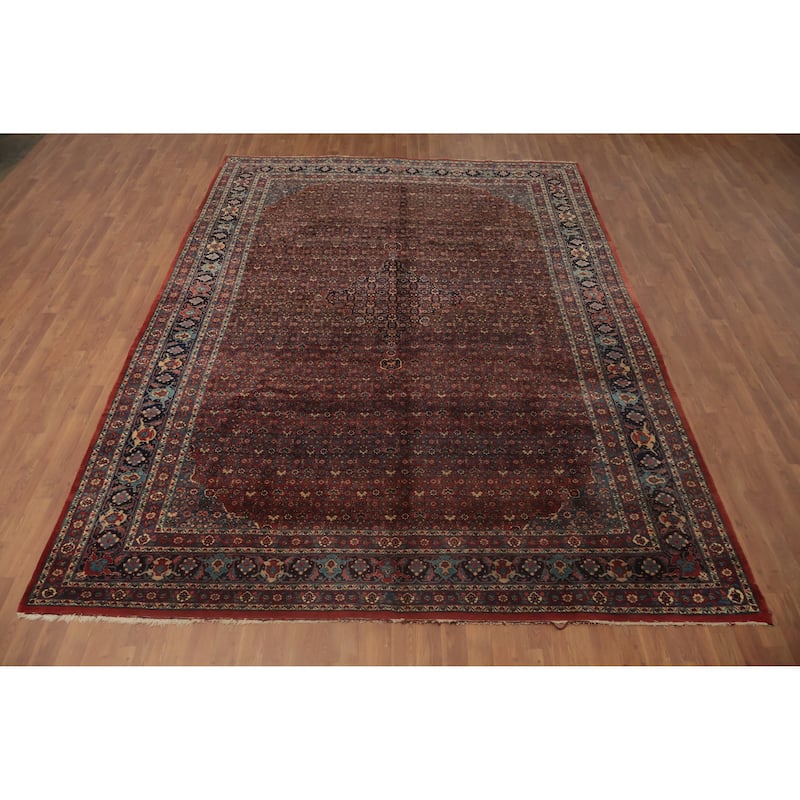 Hand Knotted Oriental 100% Wool Carpet Traditional Floral Red Bidjar Area Rug - 11' 9'' X 8' 6''